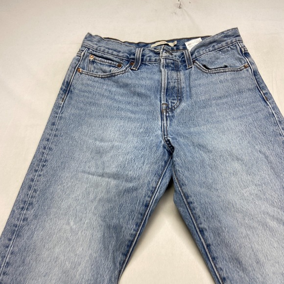 Levi's Wedgie Icon Fit Ankle Jeans Womens 28 Blue Cotton Mid Rise Frayed Hem - Picture 11 of 16